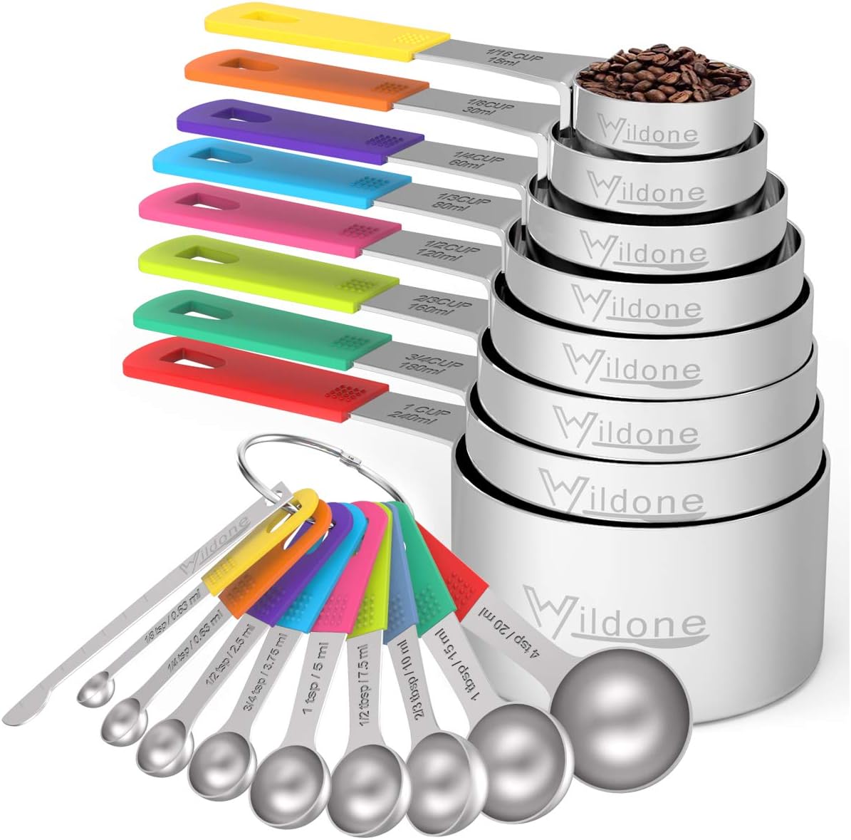 Stainless Steel 8-Piece Measuring Cups Set with Silicone Handle