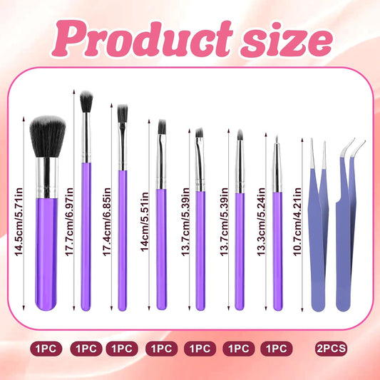 9 Pieces Candy Cookie Decoration Brush Cake Decorating Brushes Tools Set | Cakes Pastry Baking Brushes Paint Brush Stainless Steel Straight Curved Tip for Baking Fondant DIY Cake Sugar(Purple Color)
