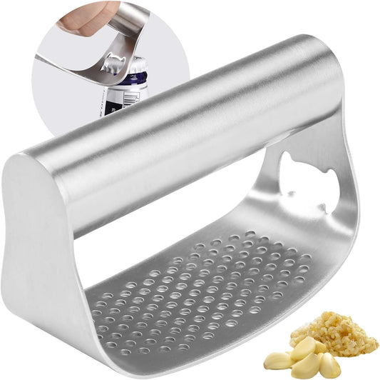 Garlic Press Rocker Rust Proof Kitchen Tool for Ginger | Manual Crusher & Mincer with Ergonomic Handle for Easy Cleaning