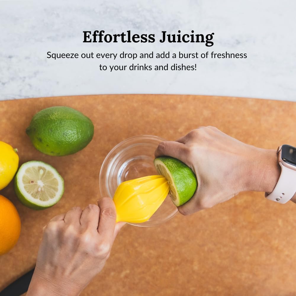 Juicy Juice Manual Hand Citrus Reamer for Lemons, Limes, and Oranges,Yellow