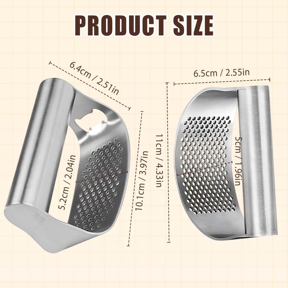 Garlic Press Rocker Stainless Steel Garlic Presser, Upgrade Heavy Duty Mincer Crusher, Portable Manual Press Tool with Peeler and Cleaning Brush, Kitchen Gadgets for Smashing Garlic (With Corkscrew)