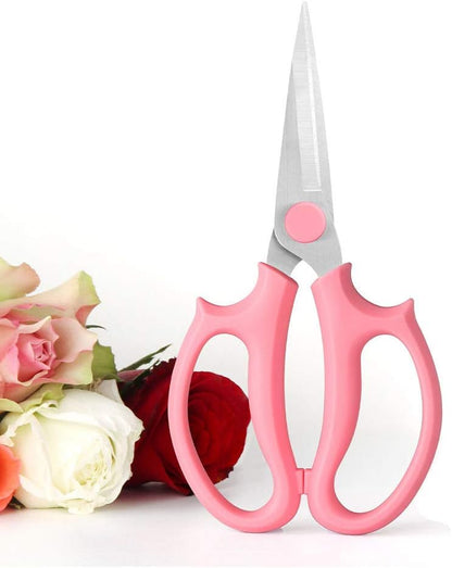 Flower Scissors, Premium Thickened Stainless Steel Floral Shears, Strong Pruner for Flowers, Branches and Leaves (Grey Green Slender)