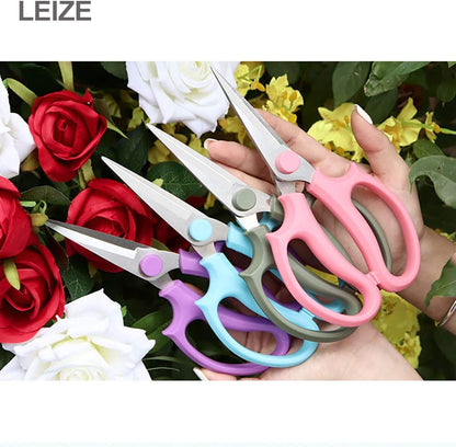 Flower Scissors, Premium Thickened Stainless Steel Floral Shears, Strong Pruner for Flowers, Branches and Leaves (Grey Green Slender)