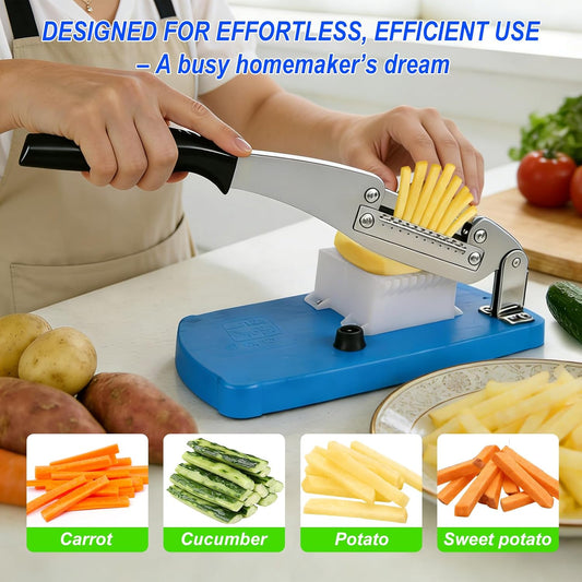French Fry Cutter for Potatoes, Mandoline Slicer for Uniform Slices & Vegetable Chopper, Professional Potato Slicer with Comfort Handle and Stainless Steel Blade for Easy Homemade Fries/Chips