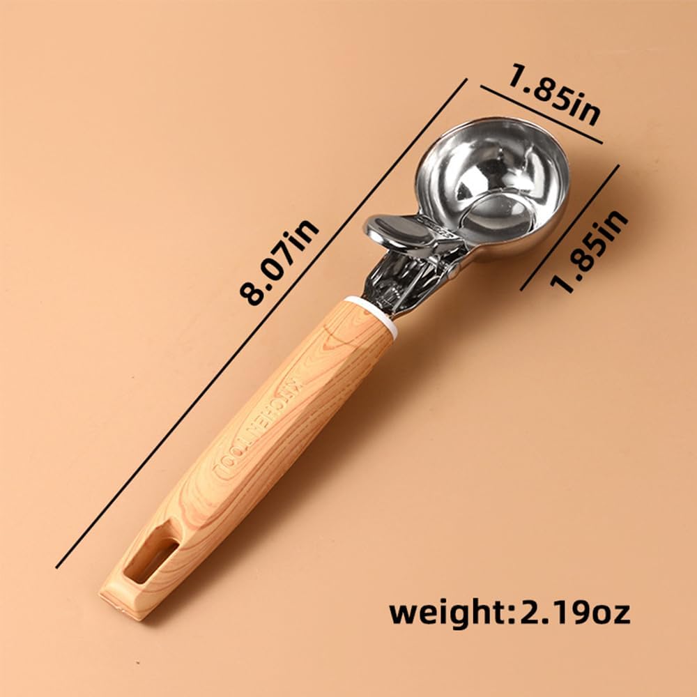 Set of 2 Stainless Steel Ice Cream Scoops - 1.85"x1.85" Deep Scoop with Spring-Loaded Release | Non-Stick Melon Baller for Fruits, Dessert & Cookie Dough