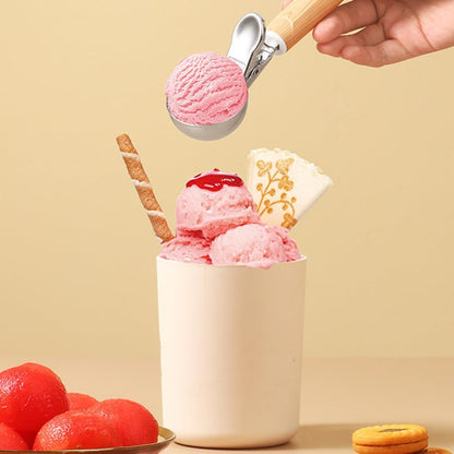 Set of 2 Stainless Steel Ice Cream Scoops - 1.85"x1.85" Deep Scoop with Spring-Loaded Release | Non-Stick Melon Baller for Fruits, Dessert & Cookie Dough