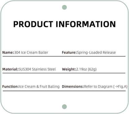 Set of 2 Stainless Steel Ice Cream Scoops - 1.85"x1.85" Deep Scoop with Spring-Loaded Release | Non-Stick Melon Baller for Fruits, Dessert & Cookie Dough