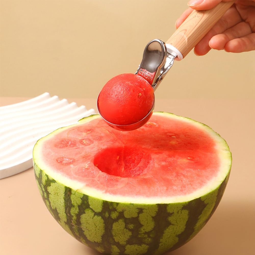 Set of 2 Stainless Steel Ice Cream Scoops - 1.85"x1.85" Deep Scoop with Spring-Loaded Release | Non-Stick Melon Baller for Fruits, Dessert & Cookie Dough
