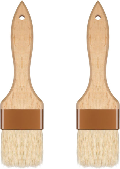 2 Pcs 2 inch Pastry Brush Bristle Basting Brushes Cooking Baking BBQ Oil Brush Food Brushes for Cooking Butter Oil Egg Marinade Grilling Durable Kitchen Marinade Butter Culinary Utensil