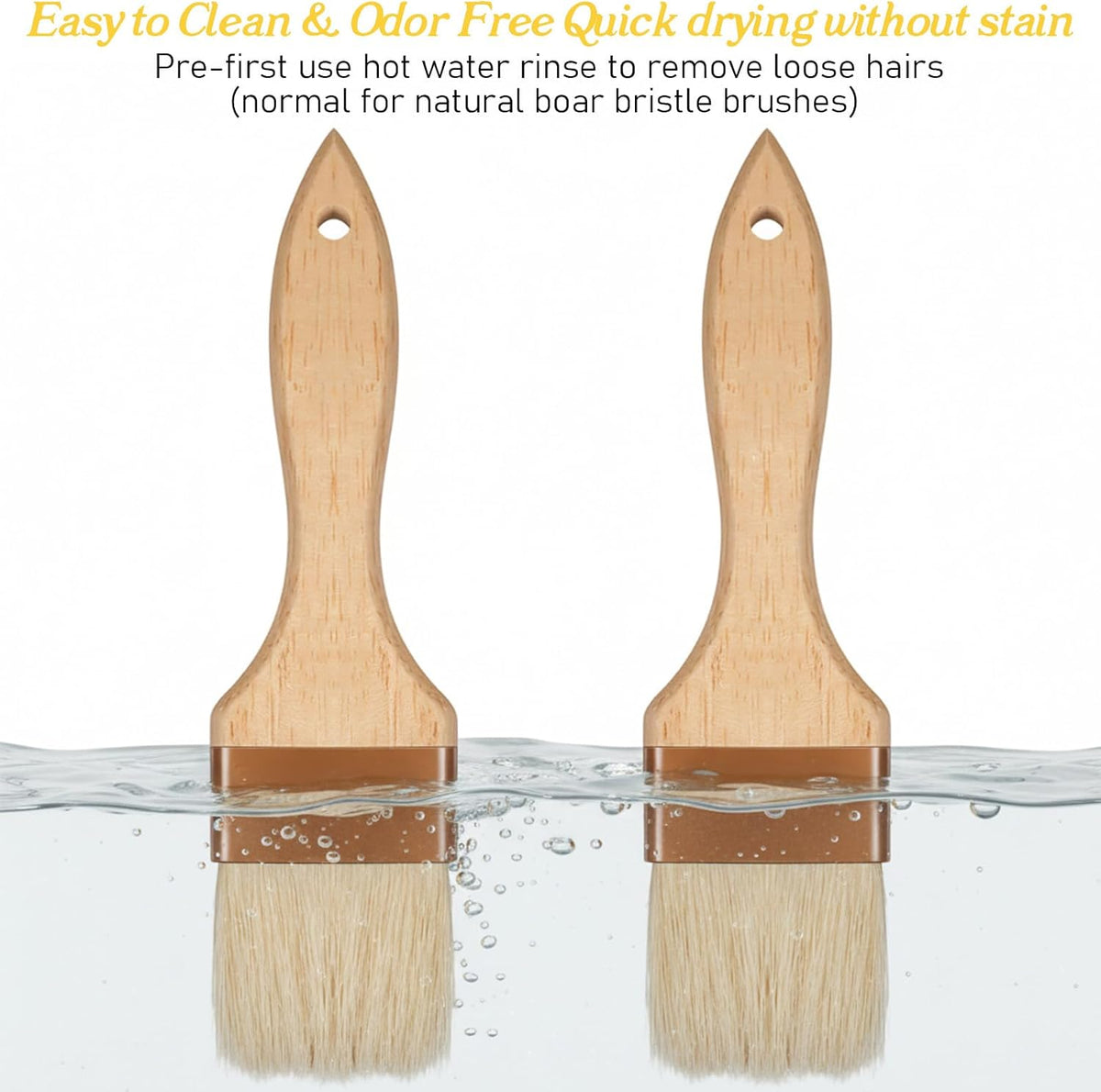 2 Pcs 2 inch Pastry Brush Bristle Basting Brushes Cooking Baking BBQ Oil Brush Food Brushes for Cooking Butter Oil Egg Marinade Grilling Durable Kitchen Marinade Butter Culinary Utensil