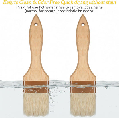 2 Pcs 2 inch Pastry Brush Bristle Basting Brushes Cooking Baking BBQ Oil Brush Food Brushes for Cooking Butter Oil Egg Marinade Grilling Durable Kitchen Marinade Butter Culinary Utensil