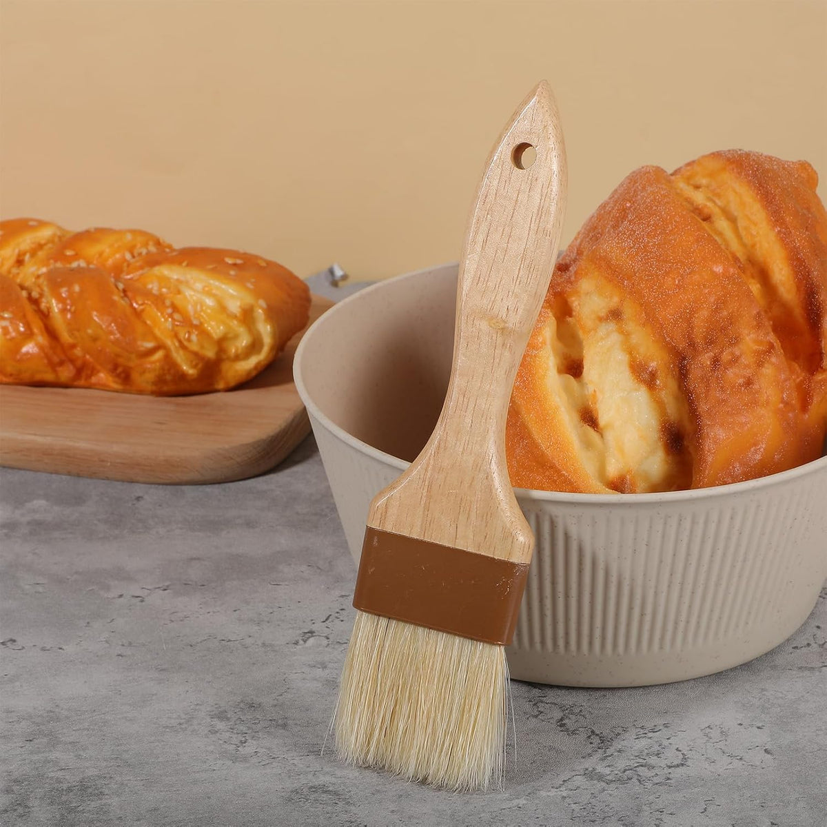 2 Pcs 2 inch Pastry Brush Bristle Basting Brushes Cooking Baking BBQ Oil Brush Food Brushes for Cooking Butter Oil Egg Marinade Grilling Durable Kitchen Marinade Butter Culinary Utensil