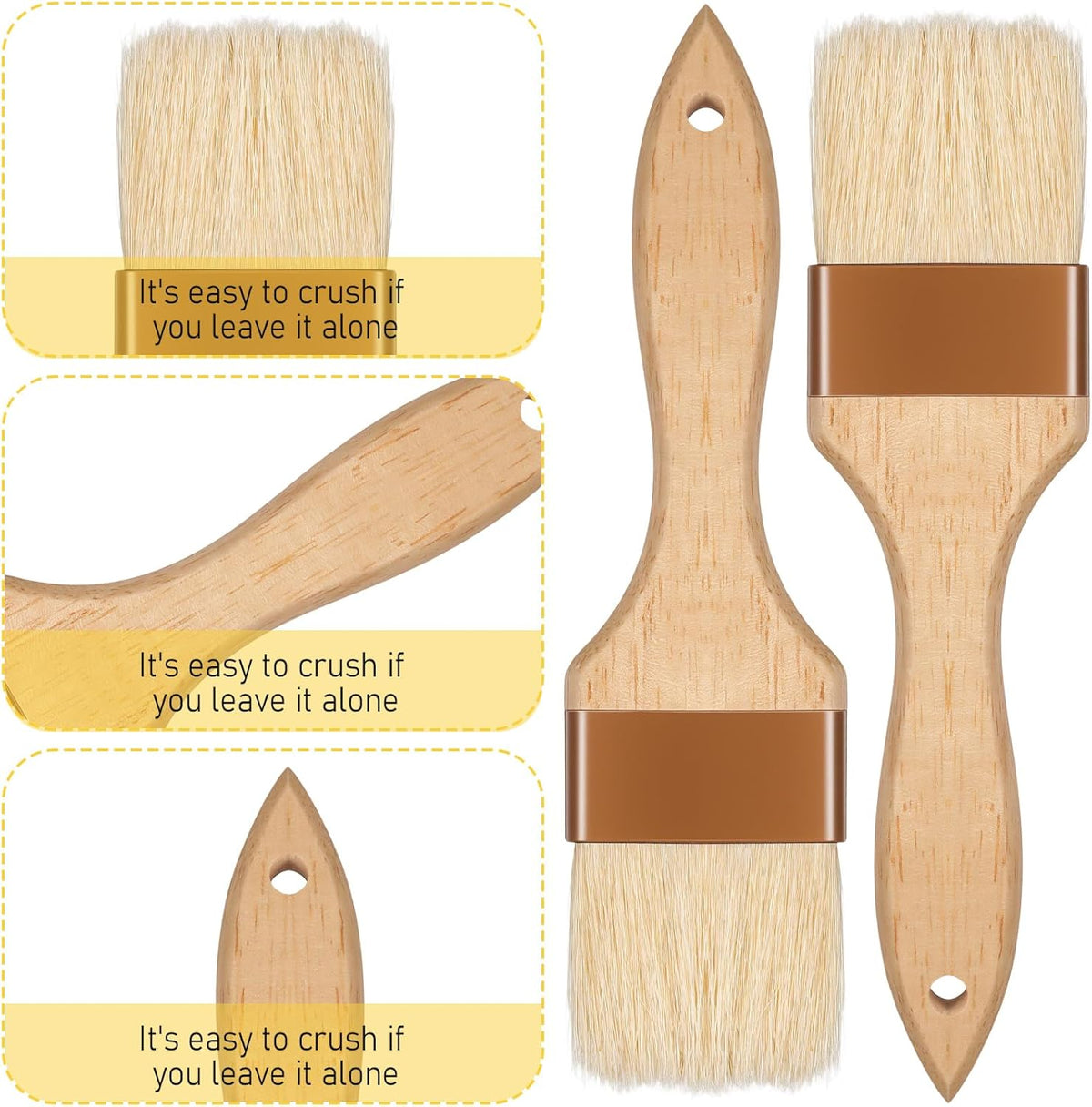 2 Pcs 2 inch Pastry Brush Bristle Basting Brushes Cooking Baking BBQ Oil Brush Food Brushes for Cooking Butter Oil Egg Marinade Grilling Durable Kitchen Marinade Butter Culinary Utensil