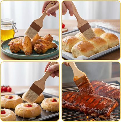 2 Pcs 2 inch Pastry Brush Bristle Basting Brushes Cooking Baking BBQ Oil Brush Food Brushes for Cooking Butter Oil Egg Marinade Grilling Durable Kitchen Marinade Butter Culinary Utensil