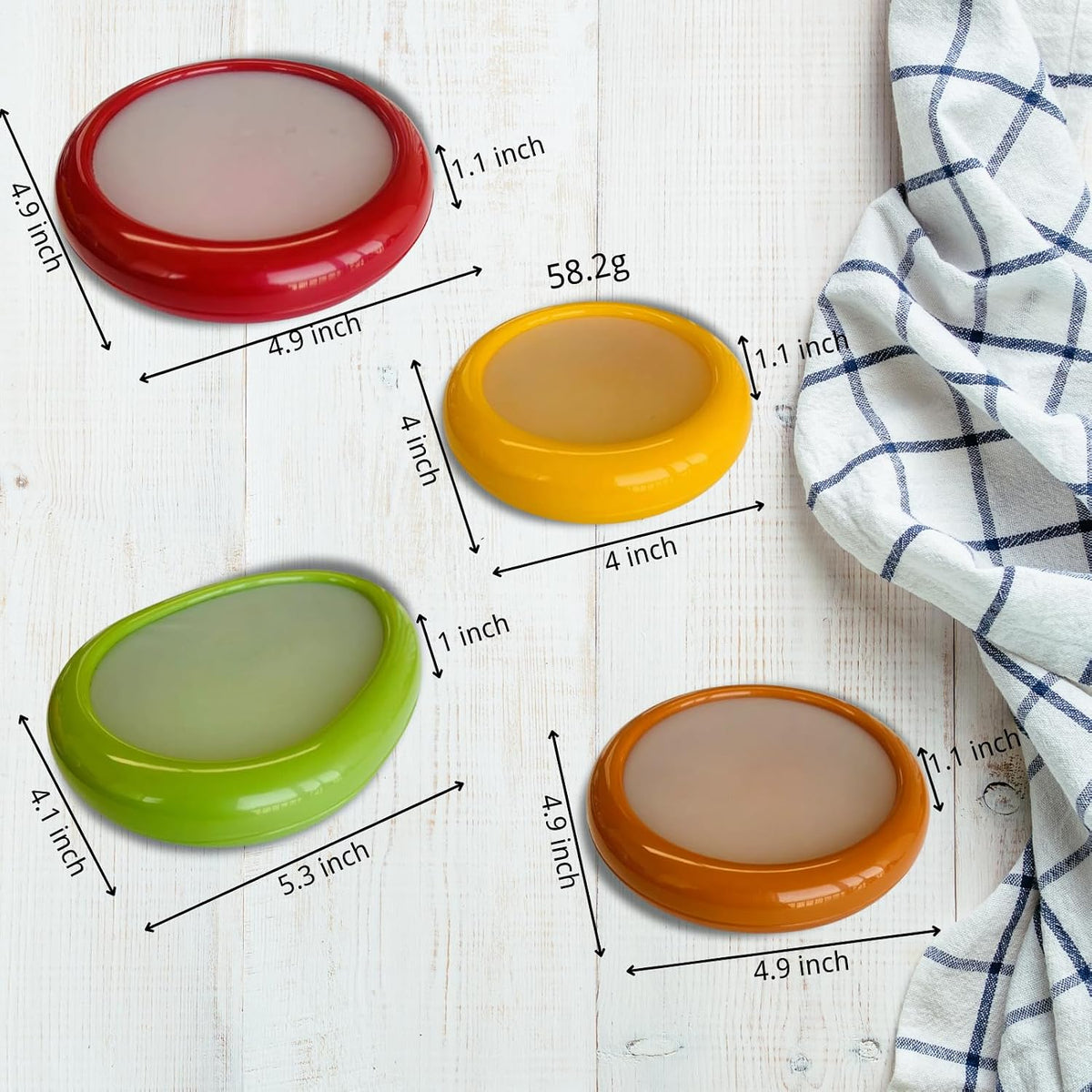 Set of 4 Reusable Avocado Saver and Onion Storage– Eco-Friendly – Keep Leftovers Fresh Without Plastic Bags. Fruit and Veggie Savers for Avocados, Lemons, Onions, Tomatoes & Salad