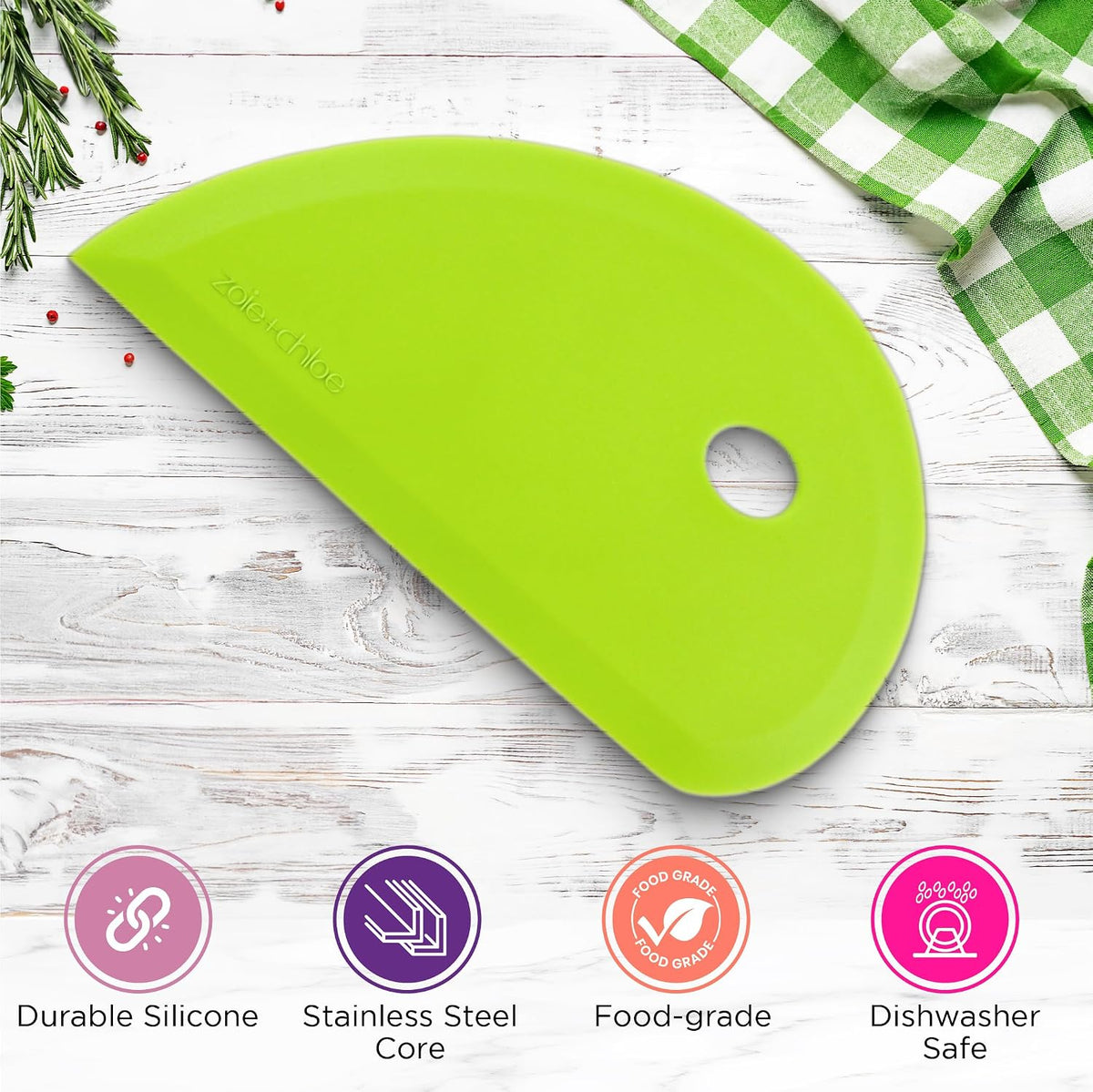 Multipurpose Silicone Bowl Scraper - Dough Scraper for Cleaning Mixing Bowls, Baking Pan - Silicone Scraper Spatula For Painting, Smoothing, Frosting, Cake Decorating - Blue, 7x3.75"