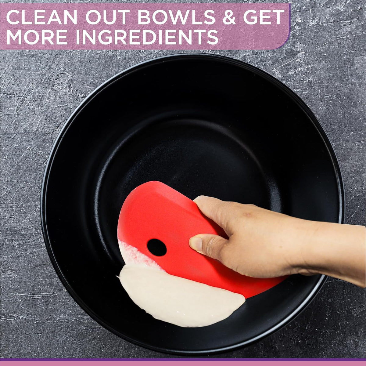 Multipurpose Silicone Bowl Scraper - Dough Scraper for Cleaning Mixing Bowls, Baking Pan - Silicone Scraper Spatula For Painting, Smoothing, Frosting, Cake Decorating - Blue, 7x3.75"