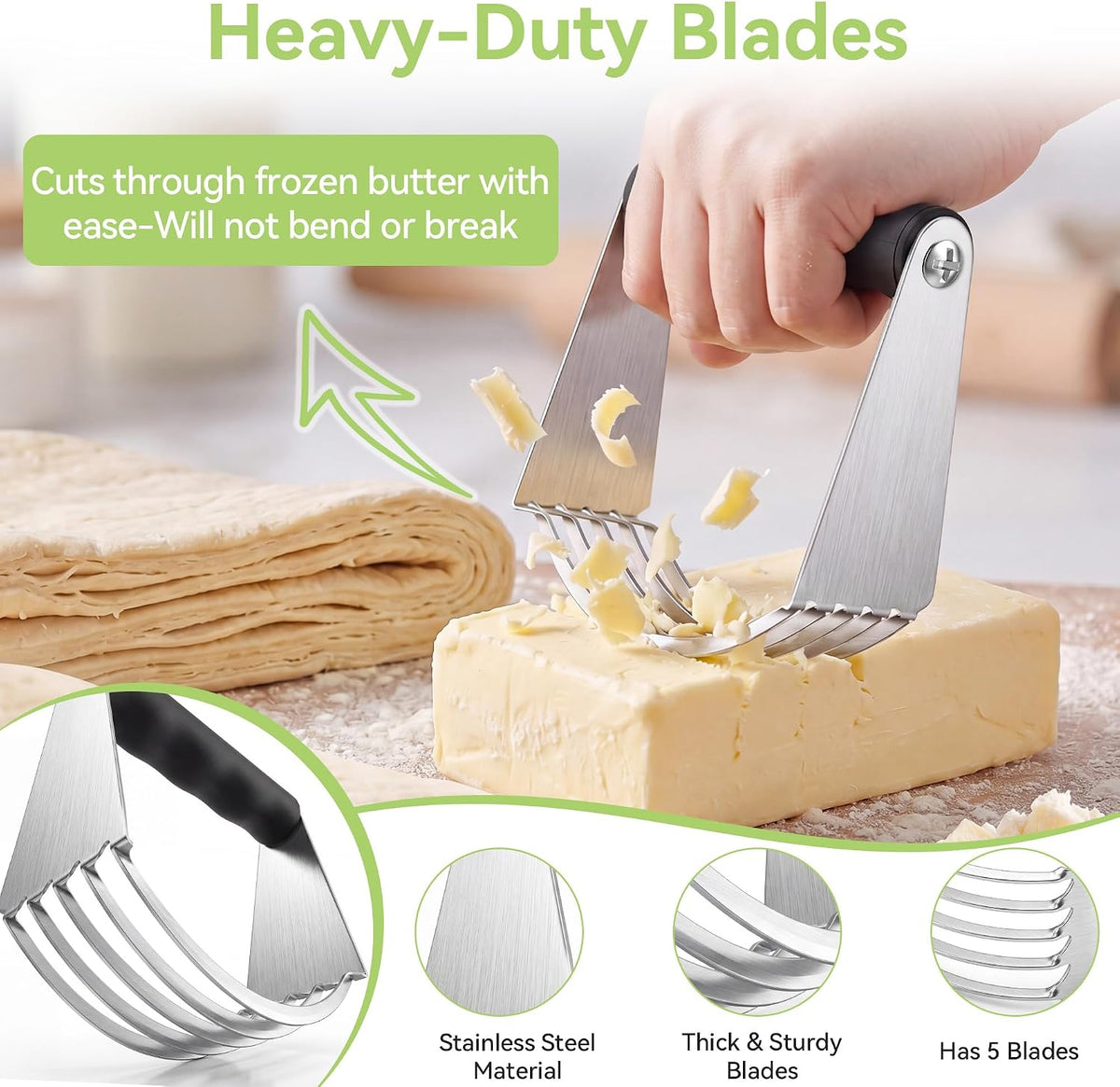 Large Pastry Blender, Heavy Duty, Food-Grade Stainless Steel, 4 Inch