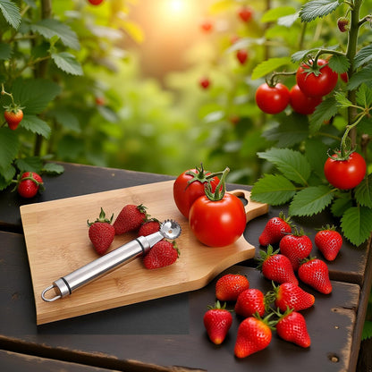 Stainless Steel Strawberry Huller and Tomato Stem Corer Tool Multi-Function Stainless Corer and Pitter Remover for Strawberry,Tomato,Vegetable and Fruit Corer Practical Kitchen Tool