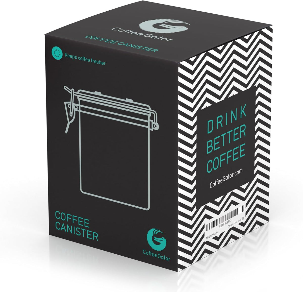 Stainless Steel Canister - Medium 16oz, Gray Coffee Grounds and Beans Container with Date-Tracker, CO2-Release Valve, and Measuring Scoop - Ideal Coffee Lovers Gifts