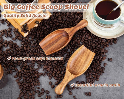 Big Coffee Scoop Shovel, Large Ground Coffee Scoop, Wooden Bean Salt Spoons, Wood Serving Spoons for Beans Powder Sugar from Big Jars Canisters, Multifunctional Kitchen Scoop