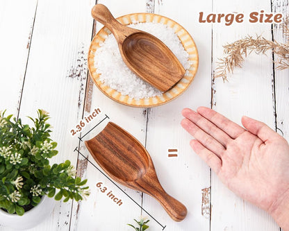 Big Coffee Scoop Shovel, Large Ground Coffee Scoop, Wooden Bean Salt Spoons, Wood Serving Spoons for Beans Powder Sugar from Big Jars Canisters, Multifunctional Kitchen Scoop