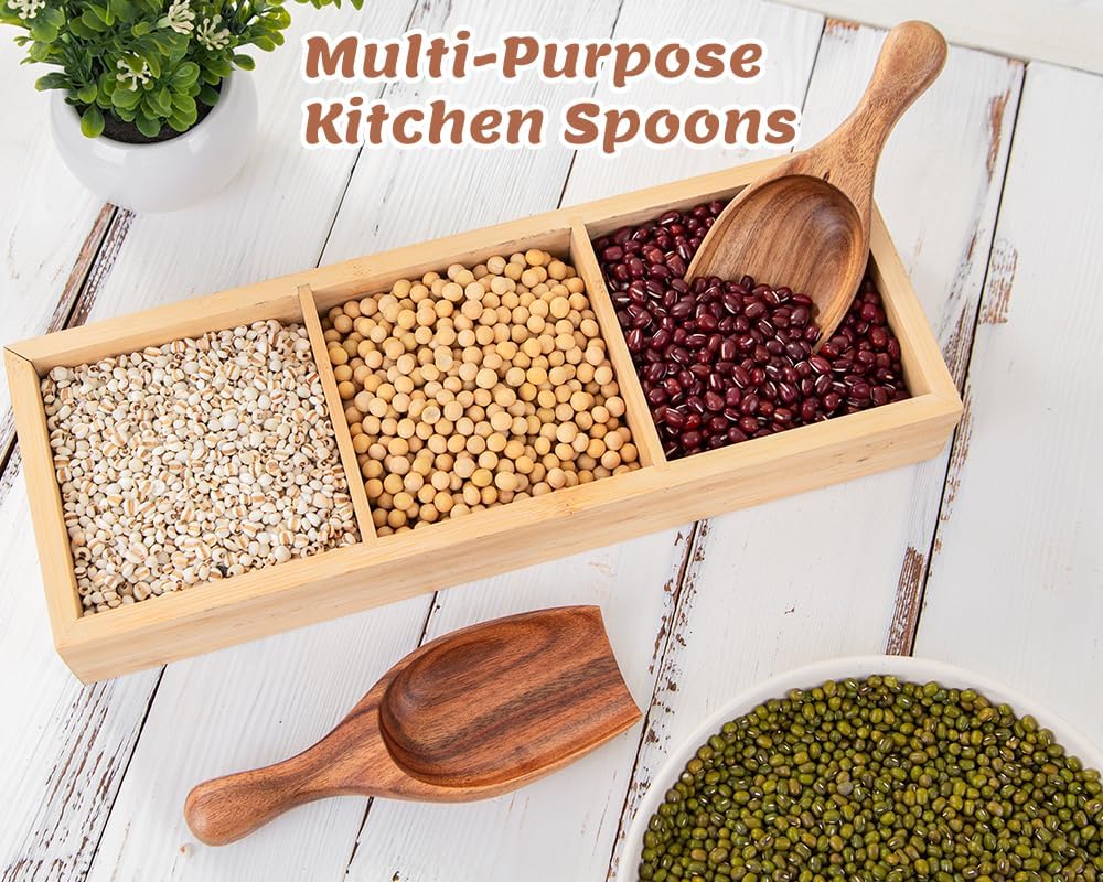 Big Coffee Scoop Shovel, Large Ground Coffee Scoop, Wooden Bean Salt Spoons, Wood Serving Spoons for Beans Powder Sugar from Big Jars Canisters, Multifunctional Kitchen Scoop