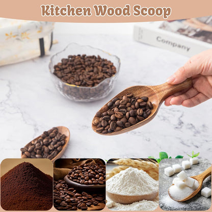 Big Coffee Scoop Shovel, Large Ground Coffee Scoop, Wooden Bean Salt Spoons, Wood Serving Spoons for Beans Powder Sugar from Big Jars Canisters, Multifunctional Kitchen Scoop
