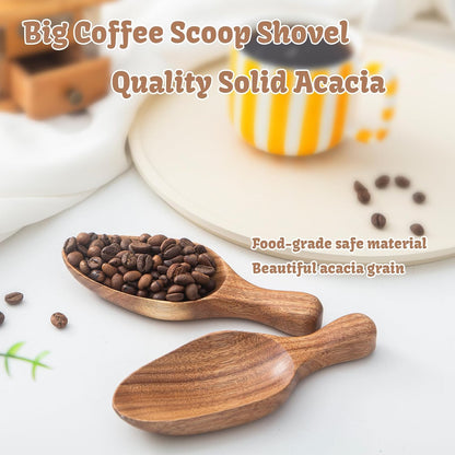 Big Coffee Scoop Shovel, Large Ground Coffee Scoop, Wooden Bean Salt Spoons, Wood Serving Spoons for Beans Powder Sugar from Big Jars Canisters, Multifunctional Kitchen Scoop