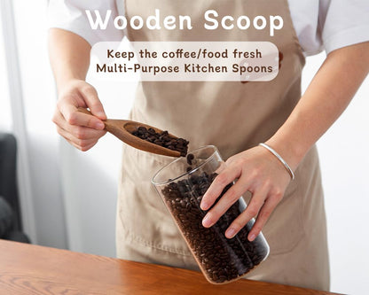 Big Coffee Scoop Shovel, Large Ground Coffee Scoop, Wooden Bean Salt Spoons, Wood Serving Spoons for Beans Powder Sugar from Big Jars Canisters, Multifunctional Kitchen Scoop