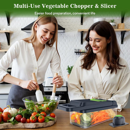 Veggie Chopper Vegetable Cutter, 12 in 1 Kitchen Gadget, Green