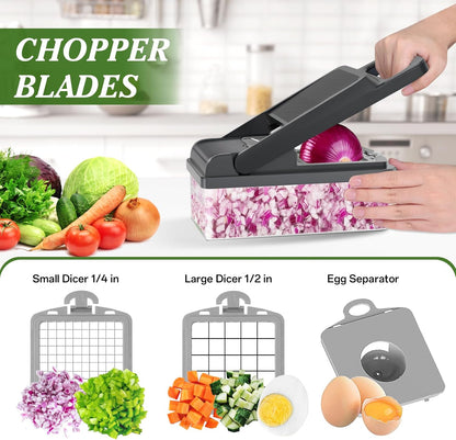 Veggie Chopper Vegetable Cutter, 12 in 1 Kitchen Gadget, Green