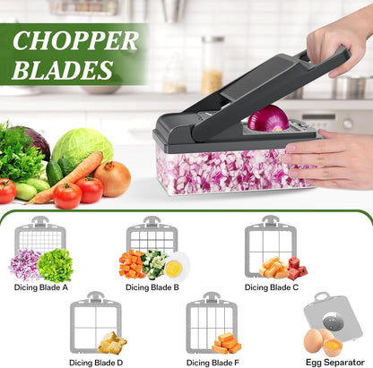 Veggie Chopper Vegetable Cutter, 12 in 1 Kitchen Gadget, Green