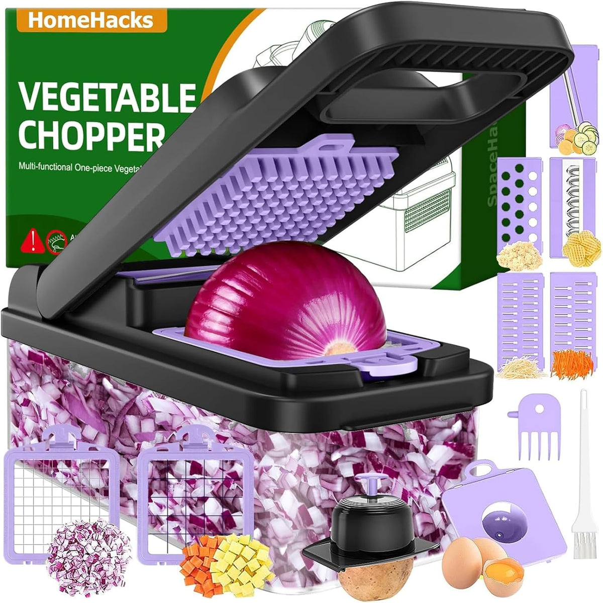 Veggie Chopper Vegetable Cutter, 12 in 1 Kitchen Gadget, Green