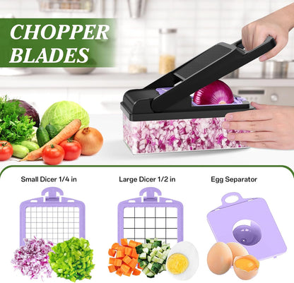 Veggie Chopper Vegetable Cutter, 12 in 1 Kitchen Gadget, Green