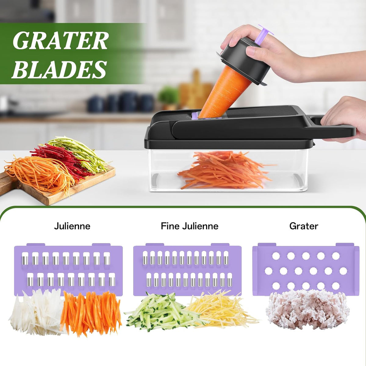 Veggie Chopper Vegetable Cutter, 12 in 1 Kitchen Gadget, Green