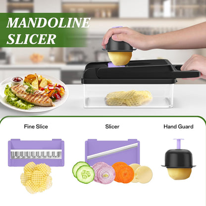 Veggie Chopper Vegetable Cutter, 12 in 1 Kitchen Gadget, Green