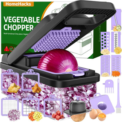 Veggie Chopper Vegetable Cutter, 12 in 1 Kitchen Gadget, Green
