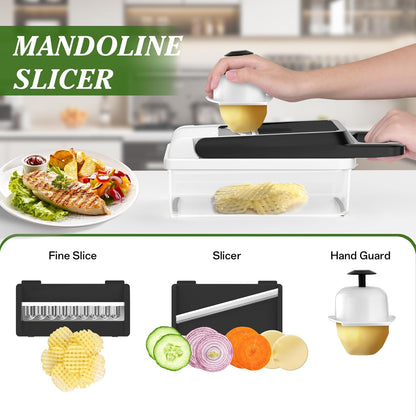 Veggie Chopper Vegetable Cutter, 12 in 1 Kitchen Gadget, Green