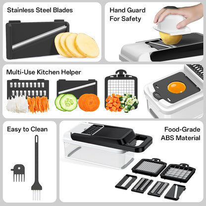 Veggie Chopper Vegetable Cutter, 12 in 1 Kitchen Gadget, Green