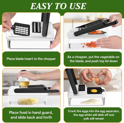 Veggie Chopper Vegetable Cutter, 12 in 1 Kitchen Gadget, Green