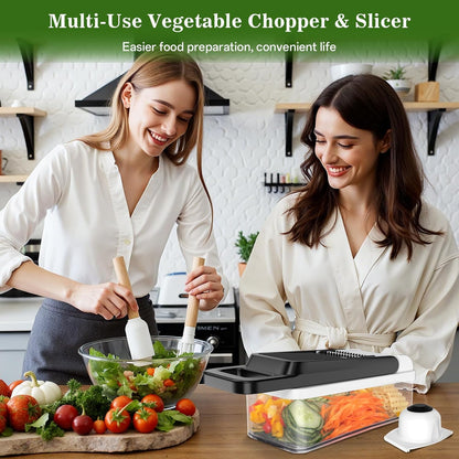 Veggie Chopper Vegetable Cutter, 12 in 1 Kitchen Gadget, Green