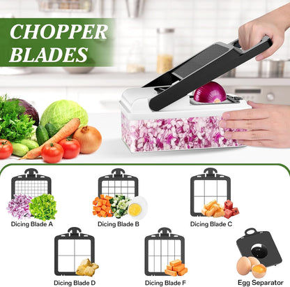 Veggie Chopper Vegetable Cutter, 12 in 1 Kitchen Gadget, Green