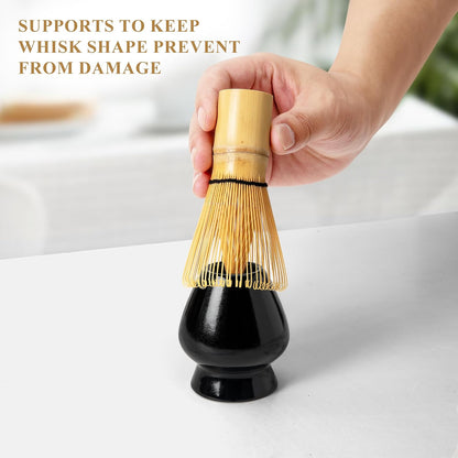 Matcha Whisk Set, Matcha Making Kit Whisk (Chasen Holder), Ceramic Whisk Holder (Mottled Green), Bamboo Scoop, Powder Starter Sifter, Spoon Japanese Tea Tools For Ceremony Gift