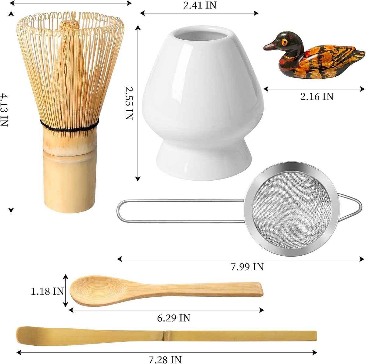 Matcha Whisk Set, Matcha Making Kit Whisk (Chasen Holder), Ceramic Whisk Holder (Mottled Green), Bamboo Scoop, Powder Starter Sifter, Spoon Japanese Tea Tools For Ceremony Gift