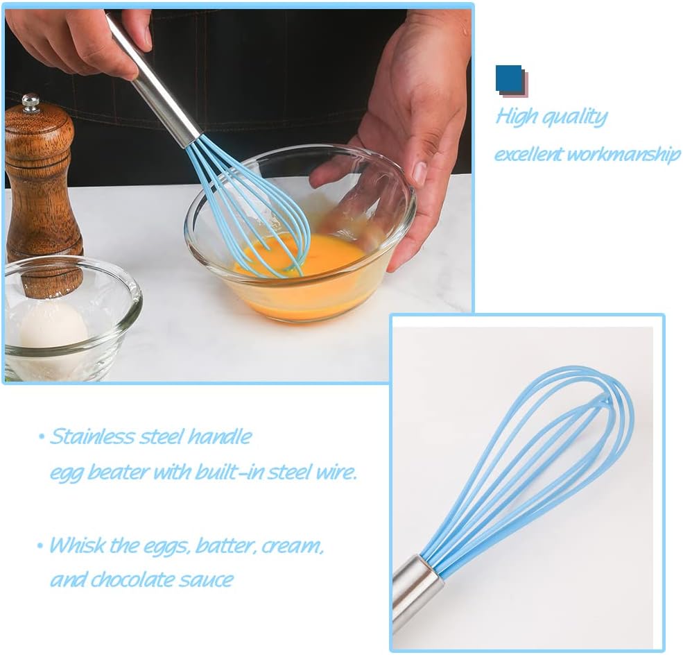 Rose Gold And Pink Kitchen Utensil Small Five-Piece Set Mini Silicone Kids Kitchen Tools Whisk Spatula Tongs Spoon And Slotted Spatula(Kids Baking Supplies)