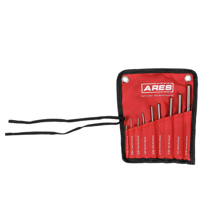 ARES 10021 – 9-Piece Roll Pin Punch Set – Durable Heat Treated and Drop Forged Steel Pin Punches with Pouch -Ideal for Automotive Repair, Gunsmithing, Craft Work, and Jewelry Repair