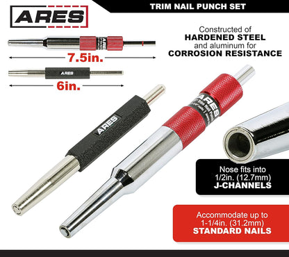 ARES 10021 – 9-Piece Roll Pin Punch Set – Durable Heat Treated and Drop Forged Steel Pin Punches with Pouch -Ideal for Automotive Repair, Gunsmithing, Craft Work, and Jewelry Repair