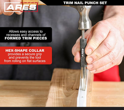 ARES 10021 – 9-Piece Roll Pin Punch Set – Durable Heat Treated and Drop Forged Steel Pin Punches with Pouch -Ideal for Automotive Repair, Gunsmithing, Craft Work, and Jewelry Repair