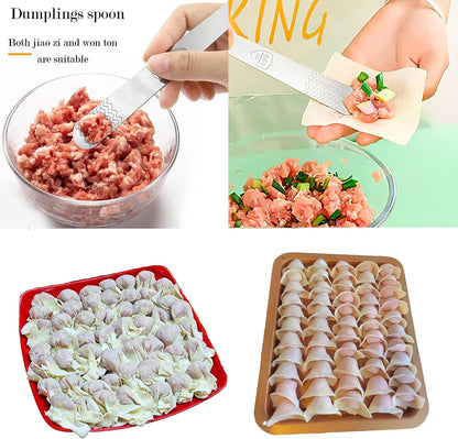 2PCS Stainless Steel Wonton Maker, Dumpling Press for Home Cooks | Empanada Maker Press, Steamed Buns Making Tools, Suitable for Stuffing, Dumplings, Stuffing Burritos, Ravioli, Gyoza